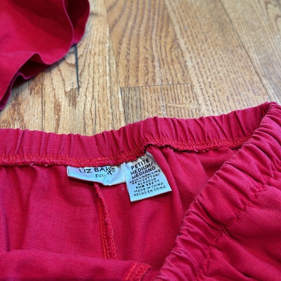Liz Baker linen cotton blend shirt and pants set in red size medium petite - Picture 5 of 11